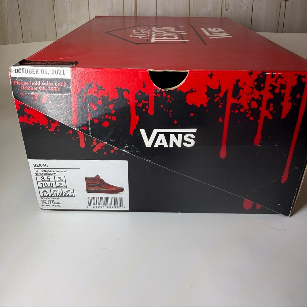 Vans Sk8-hi X Nightmare On Elm Street Freddy Krueger House Of Terror Size 8.5 - Picture 7 of 7